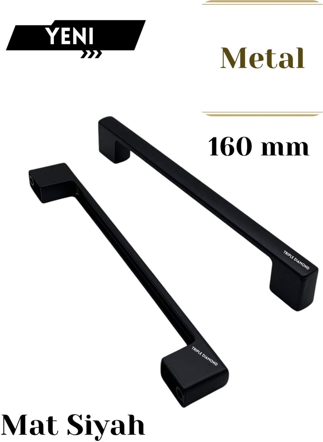 160 mm Metal Siyah Çekmece Kulpları Dolap Mutfak Mobilya Kulpu 1 Adet ( 16 cm ) = 160MM