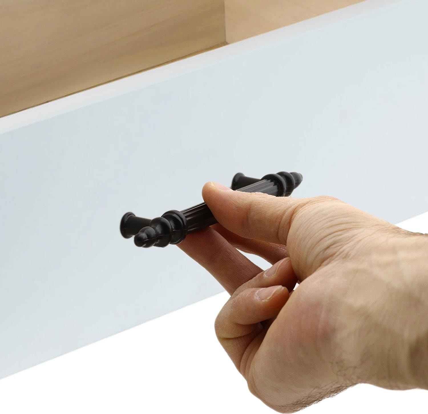10 Adet Polavit Sert Plastik 96 mm Mobilya Çekmece Mutfak Dolap Dolabı Siyah Kulpu Kulbu Kulpları 9.6 cm
