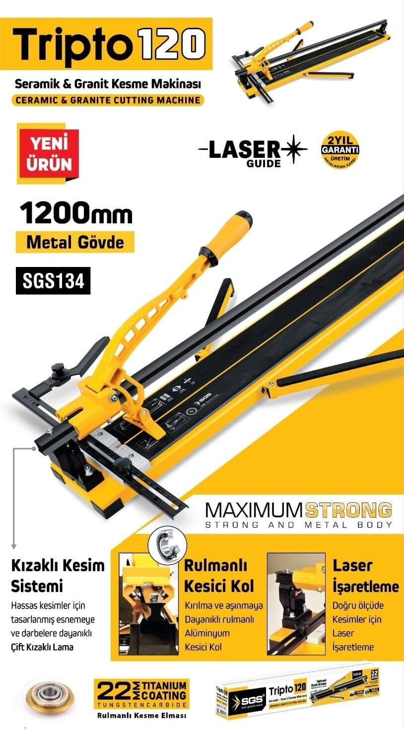 SGS134 - TRIPTO120 Seramik Granit Fayans Kesme Makinası 120CM