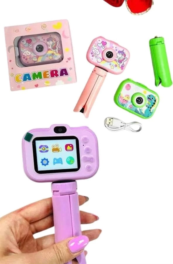 Çocuklara Özel Ayaklı Mini Fotoğraf Makinesi Dijital LCD Ekran