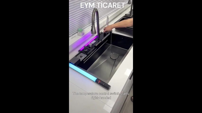 Dijital Göstergeli Piyano Tuşlu Çok Fonksiyonlu Fonksiyonel Şelale Akıllı Evye Batarya Seti