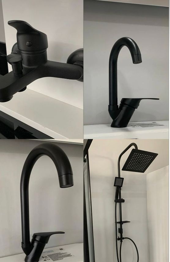 Siyah 4 Lü Banyo Seti Mutfak, Lavabo, Banyo Bataryası Duş Seti