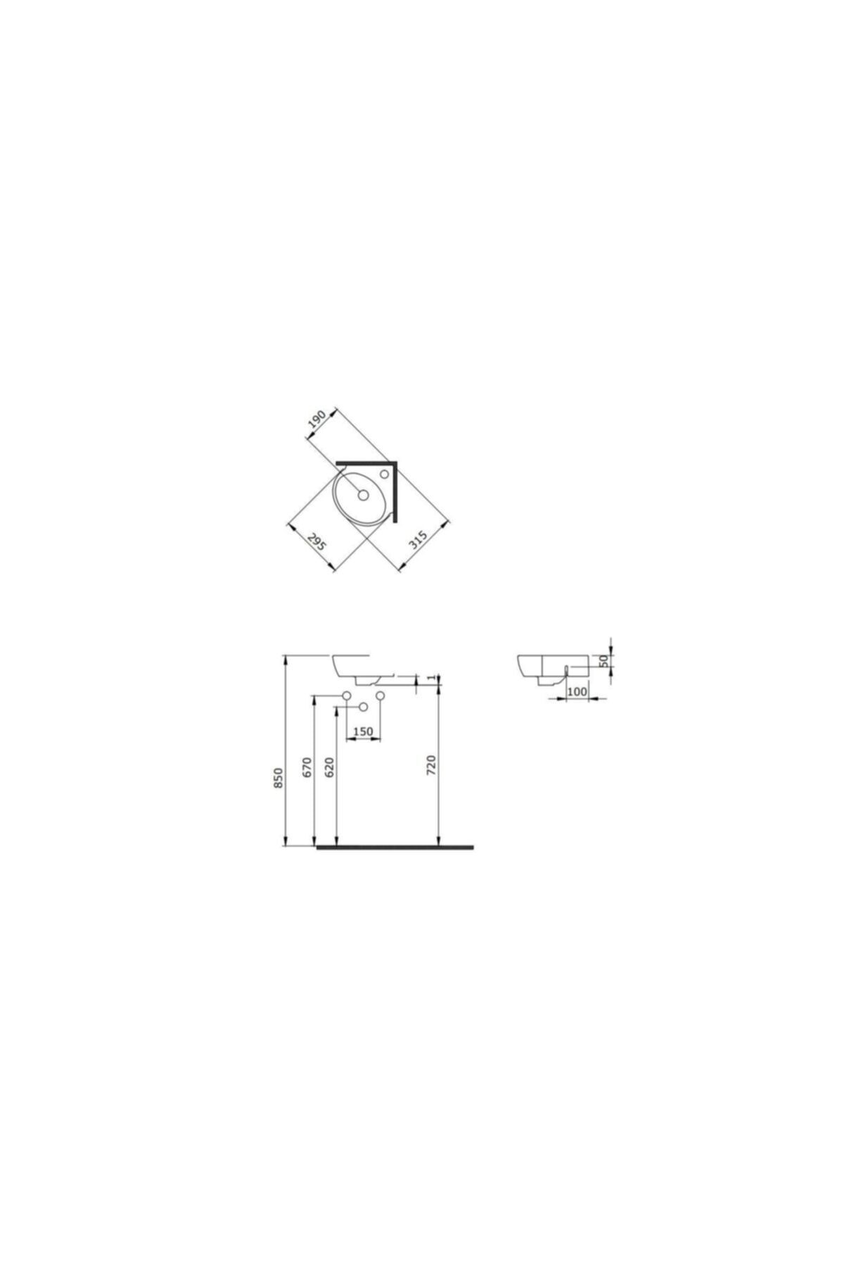 Taromina Arch Köşe Lavabo 30 Cm Mat Buz Mavi 1392-029-0126