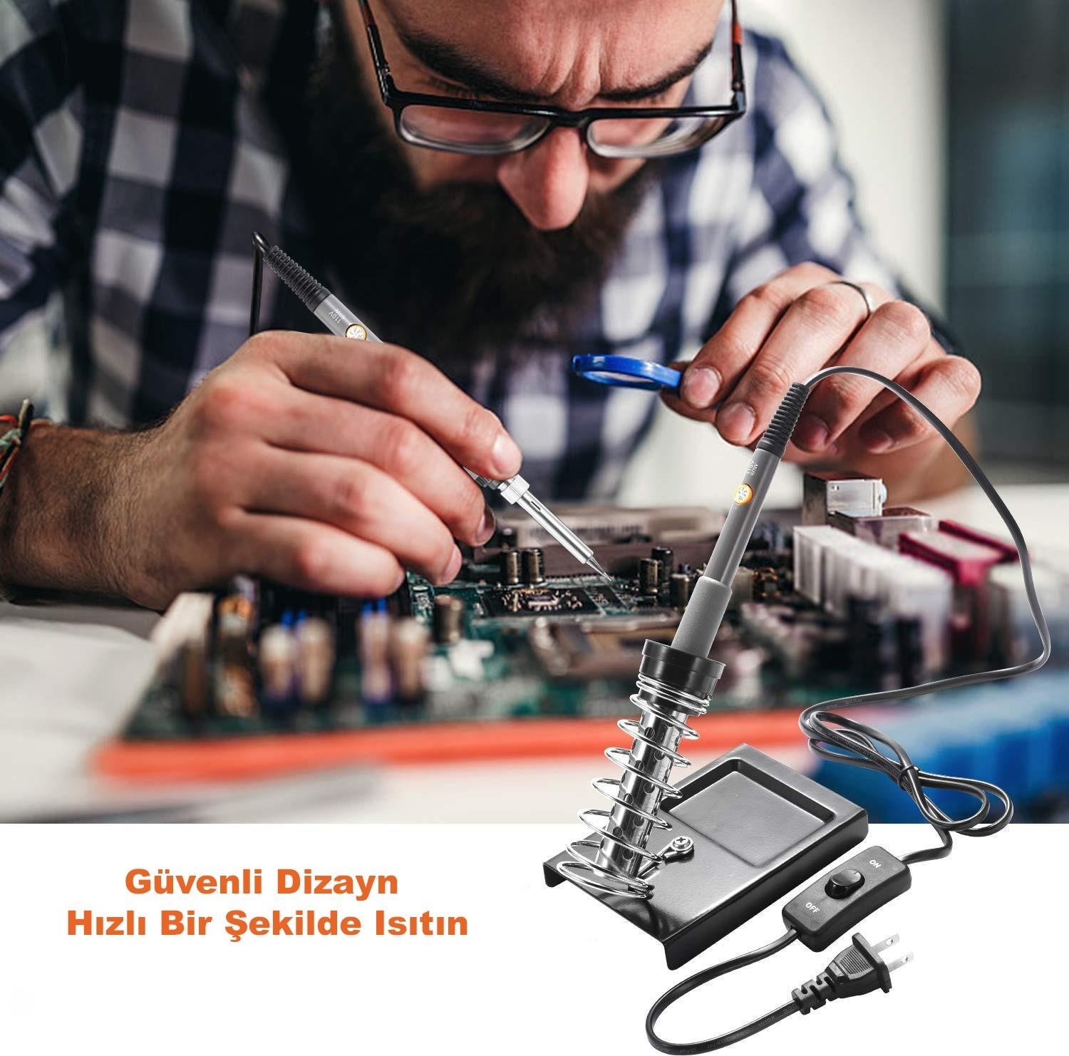 60W Ayarlanabilir Elektrikli Havya Kiti Full Lehim Seti
