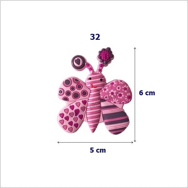 5 Adet Çocuk Odası Mobilya Kulp Dolap Düğme Pembe Kelebek