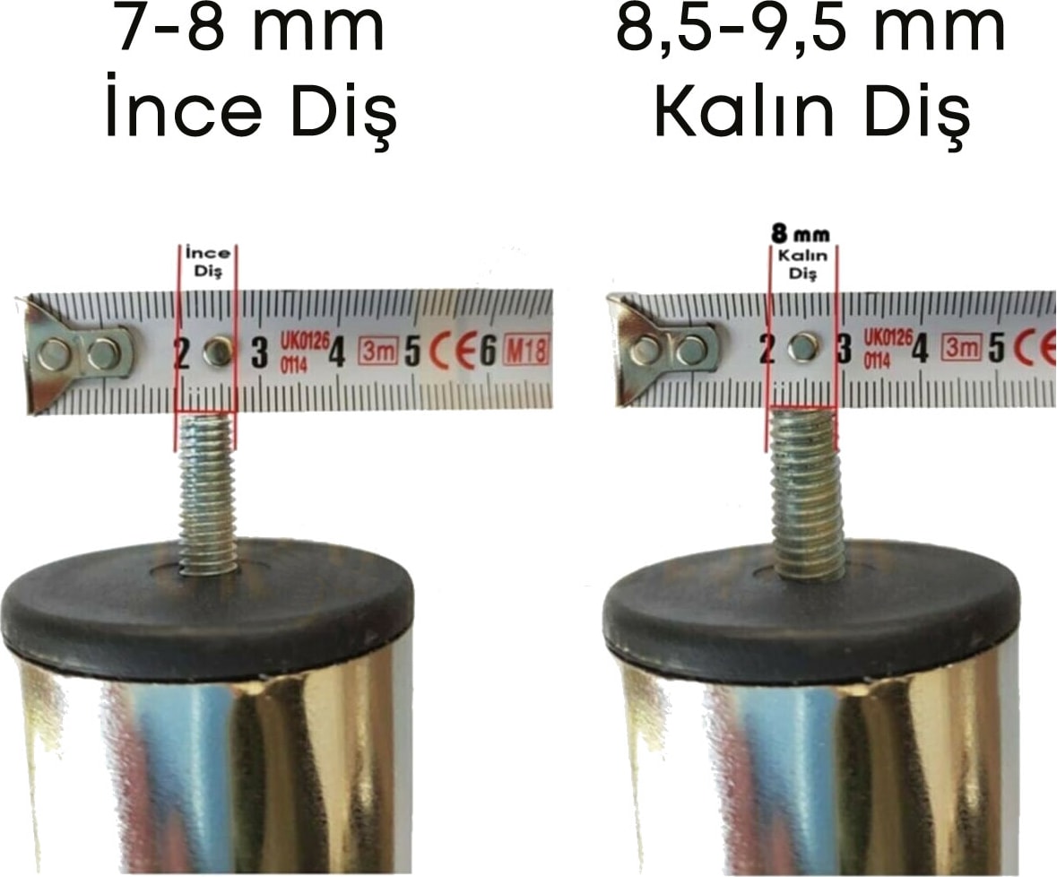 Adem Koç Baza Ayağı Koltuk Ayağı Kanepe Ayağı Mobilya Ayağı Krom 12 cm (8 Adet)