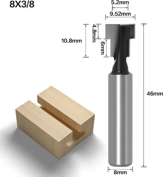 8mm Shank No2 6MM/6.35MM/8MM Shank T-Yuvası Anahtar Deliği Kesici Ahşap Yönlendirici Bit Karbür Kesici Ahşap Altıgen Cıvata T-Track Planya Freze Kesicisi (Yurt Dışından)