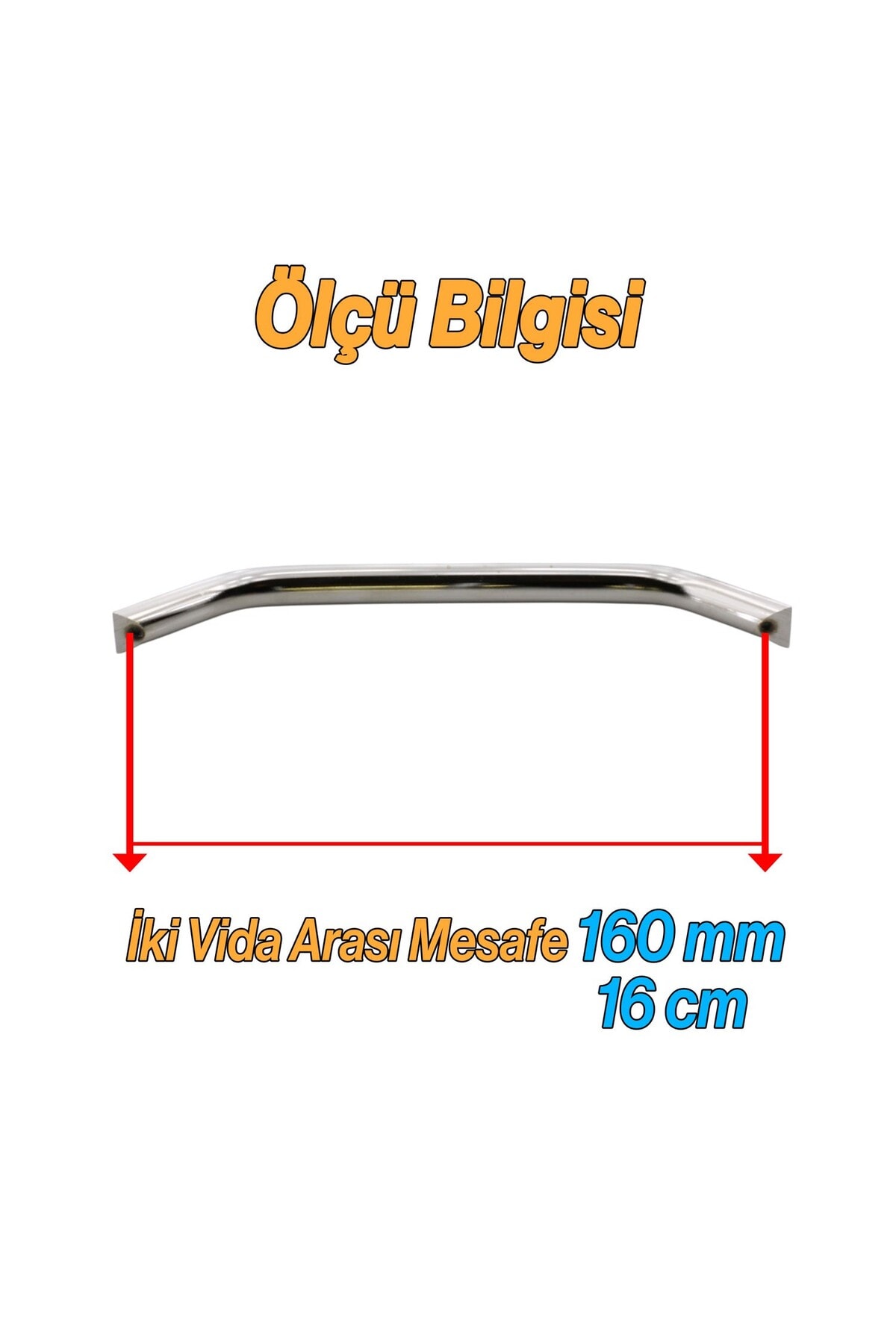 BADEM10 Şahin Metal Inox Kulp 160 Mm Mobilya Mutfak Çekmece Dolabı Dolap Kapak Kulpları Kulbu Kulpu 16 Cm