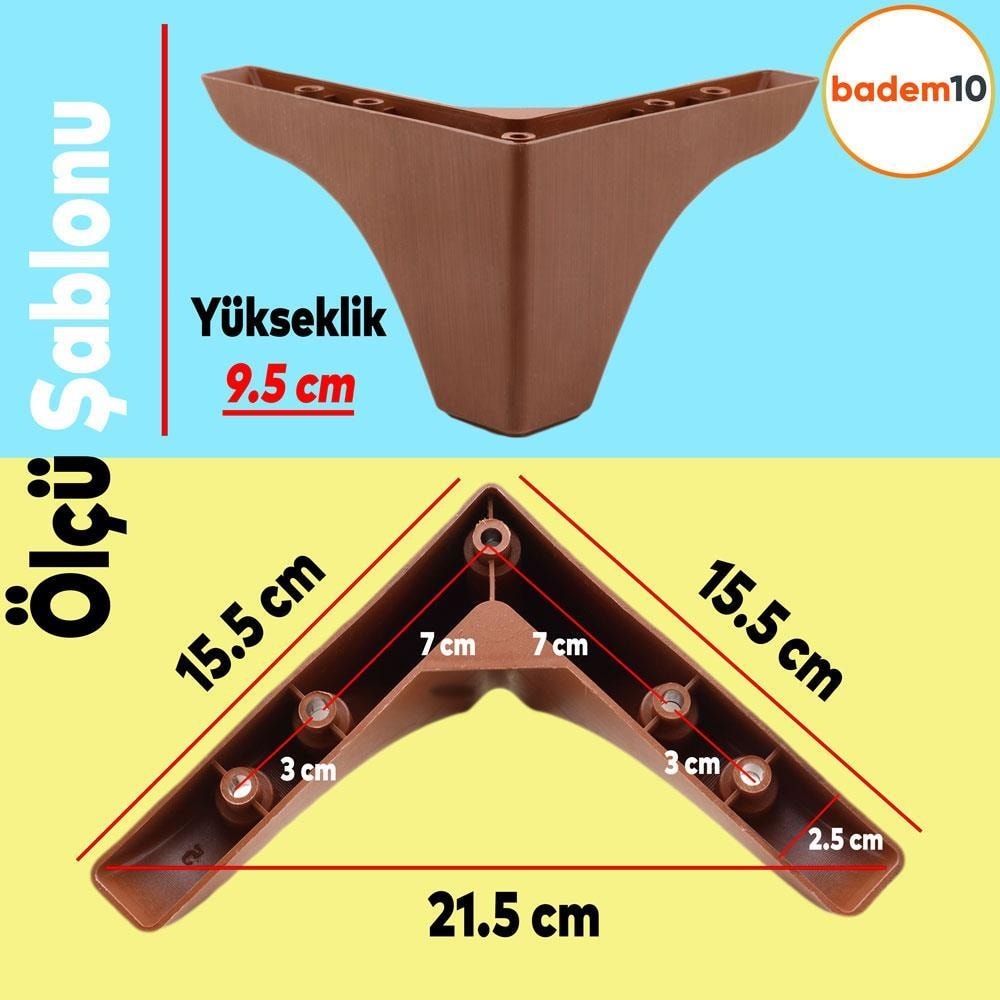 Rose Lüks Mobilya Kanepe Tv Ünitesi Koltuk Ayağı 9.5 Cm Ahşap Desenli Baza Ayakları (4 Adet)