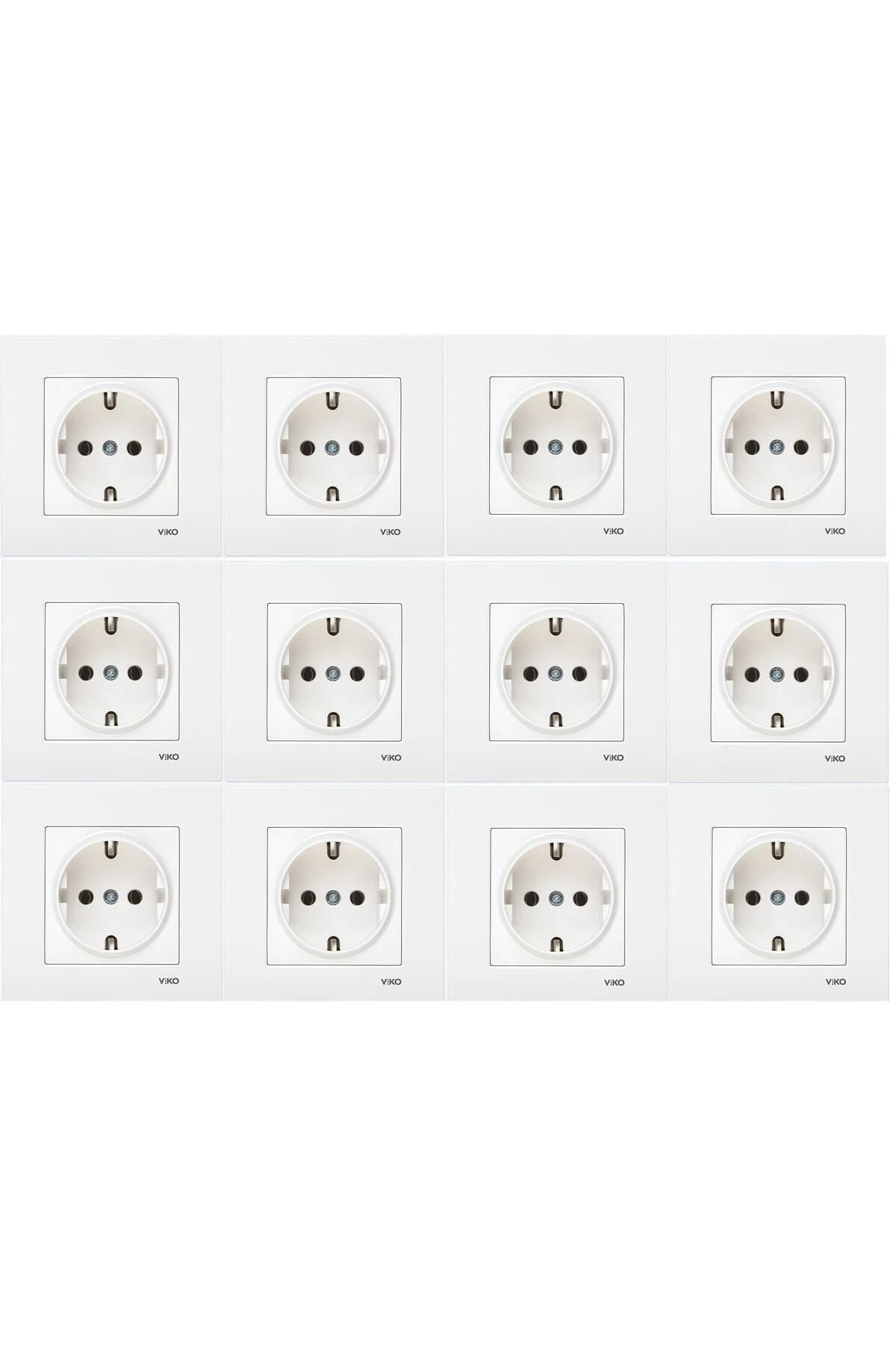 Karre Beyaz Topraklı Priz (12 Li Paket ) Çerçeve Dahil