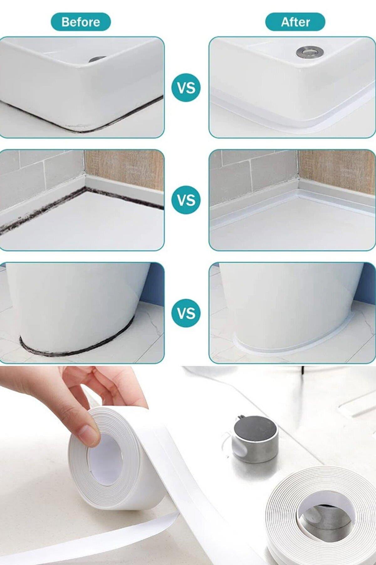 Su Sızdırmaz Banyo Duşakabin Küvet Kenar Mutfak Lavabo Ocak Izolasyon Bandı 3.2 Mt Beyaz
