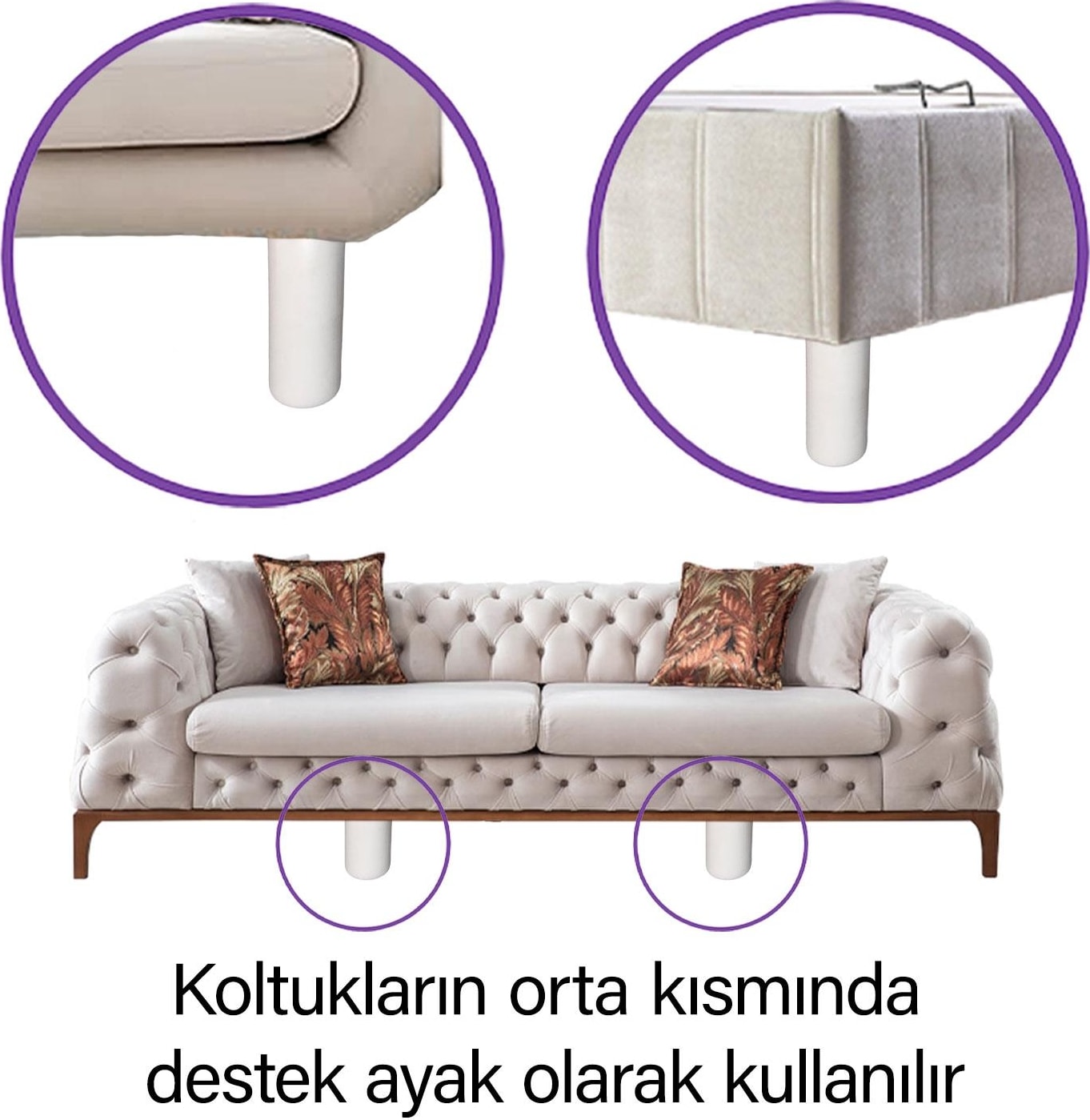 4 Adet Ayarlı Destek Ayağı 9,5X14,5 cm Beyaz Gizli Ayak Mobilya Kanepe Baza Koltuk Dolap Tv Ünitesi