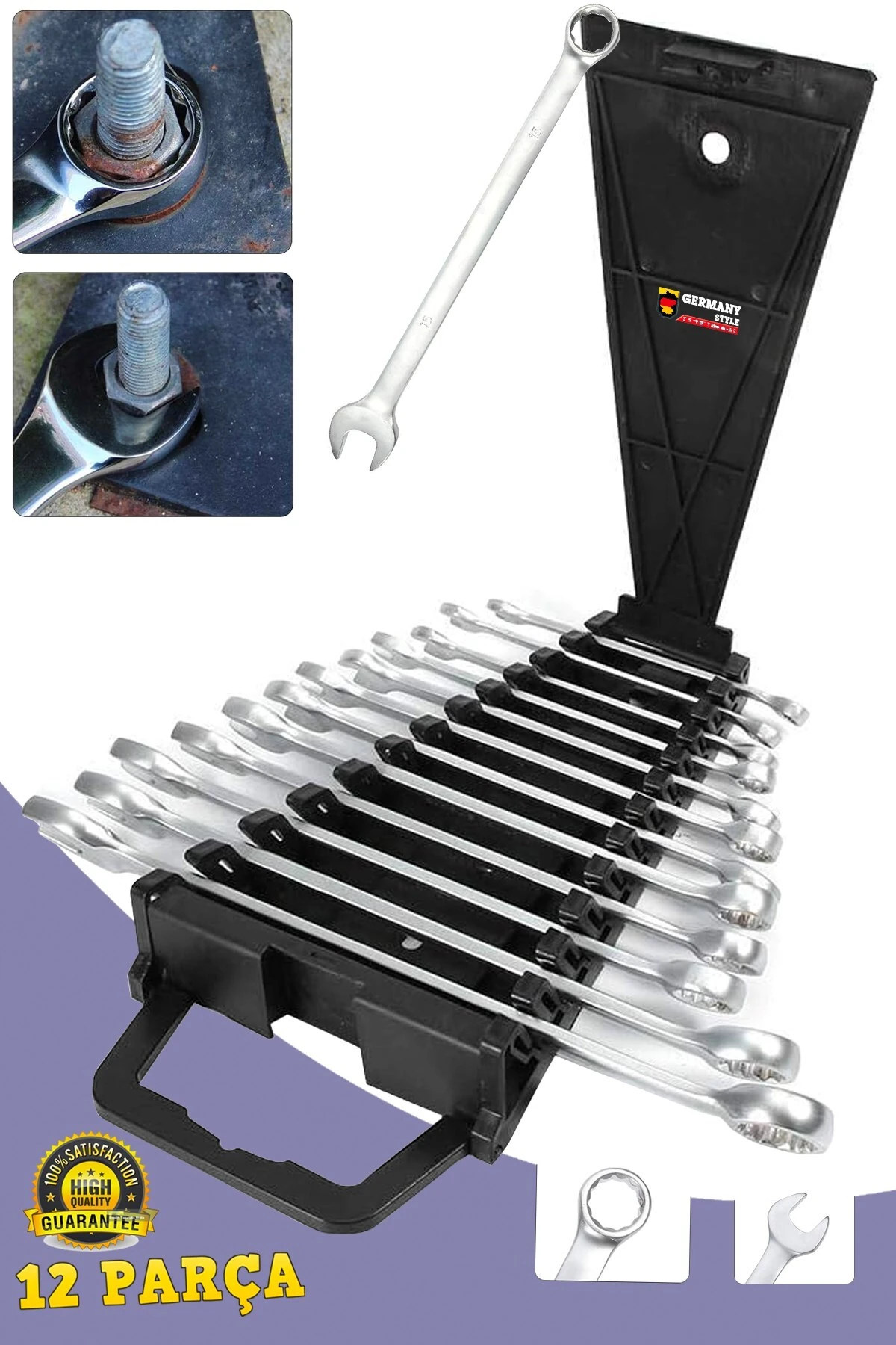 12 Parça Açık Ağız ve Yıldız Anahtar Seti Krom Vanadyum Çelik