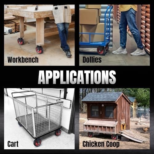 17051V Döner Ağır Hizmet Endüstriyel Tekerlek, 20,32 Cm, 1 Pk, 20,32 Cm, Siyah