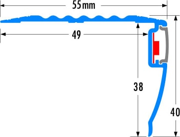 Alüminyum Işıklı Merdiven Profili 55x40mm BOY3m