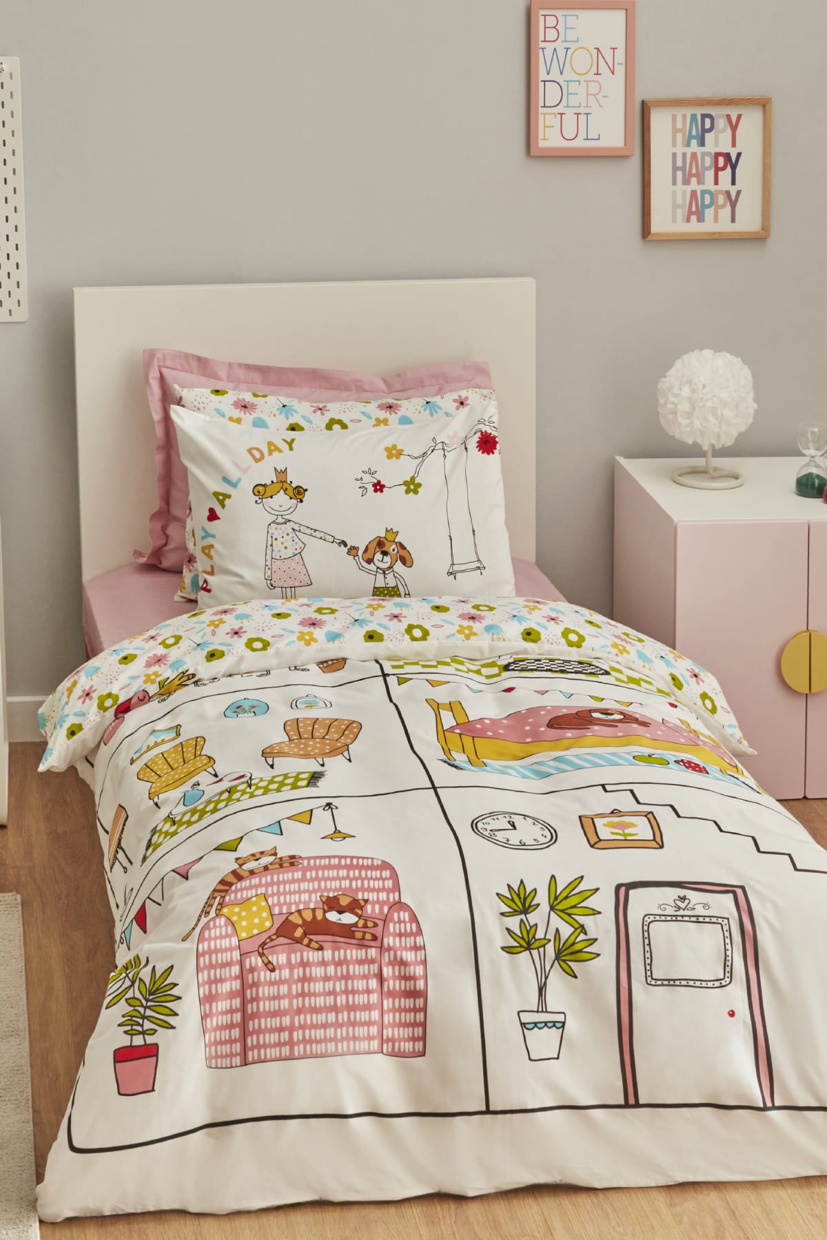 Nevresim Takımı %100 Pamuk Tek Kişilik Young Play Home (Fitted)