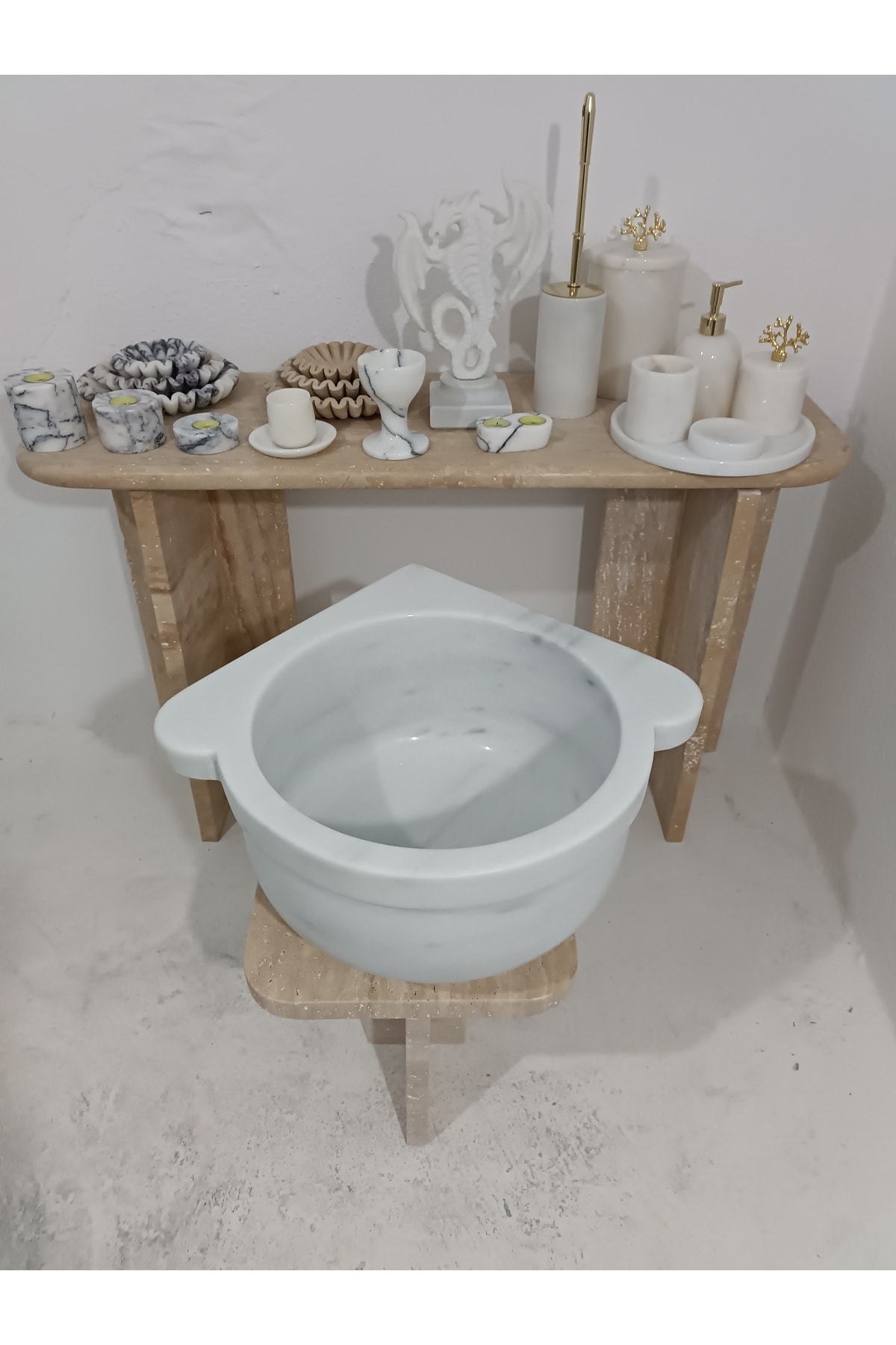 Mermer Kurna- Köşeli Kurna-hamam Kurnası-banyo Kurnası-ev Hediyesi-mermer Ev Aksesuarlar