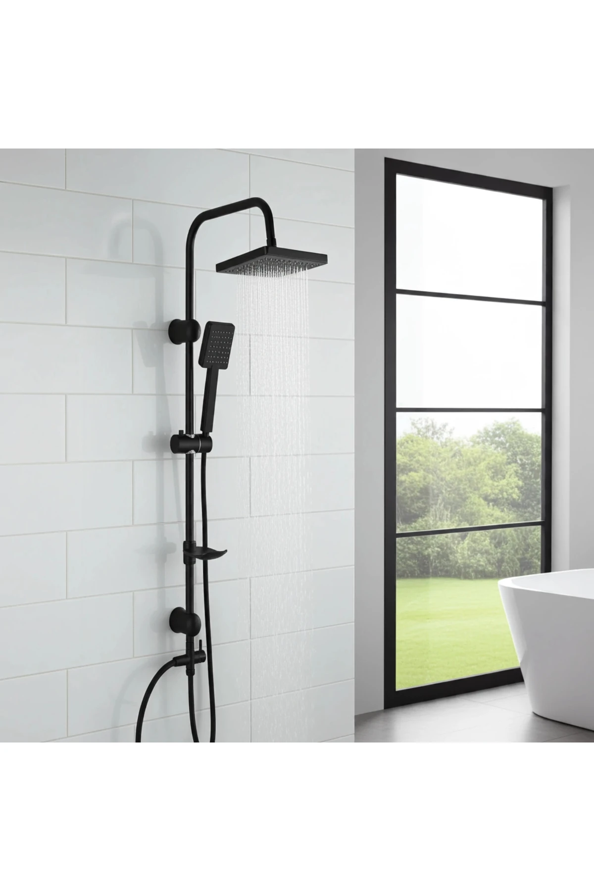 RAİN TETRA TEPE DUŞ SETİ MAT SİYAH