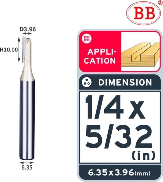 1-4x5-32 Bb Düz Bit 1/4 1/2 Ağaç Işleme Planya 1 2 Flüt Uzun Bıçak Yönlendirici Bit Aracı End Mill Kesici Yan Çalışma (Yurt Dışından)