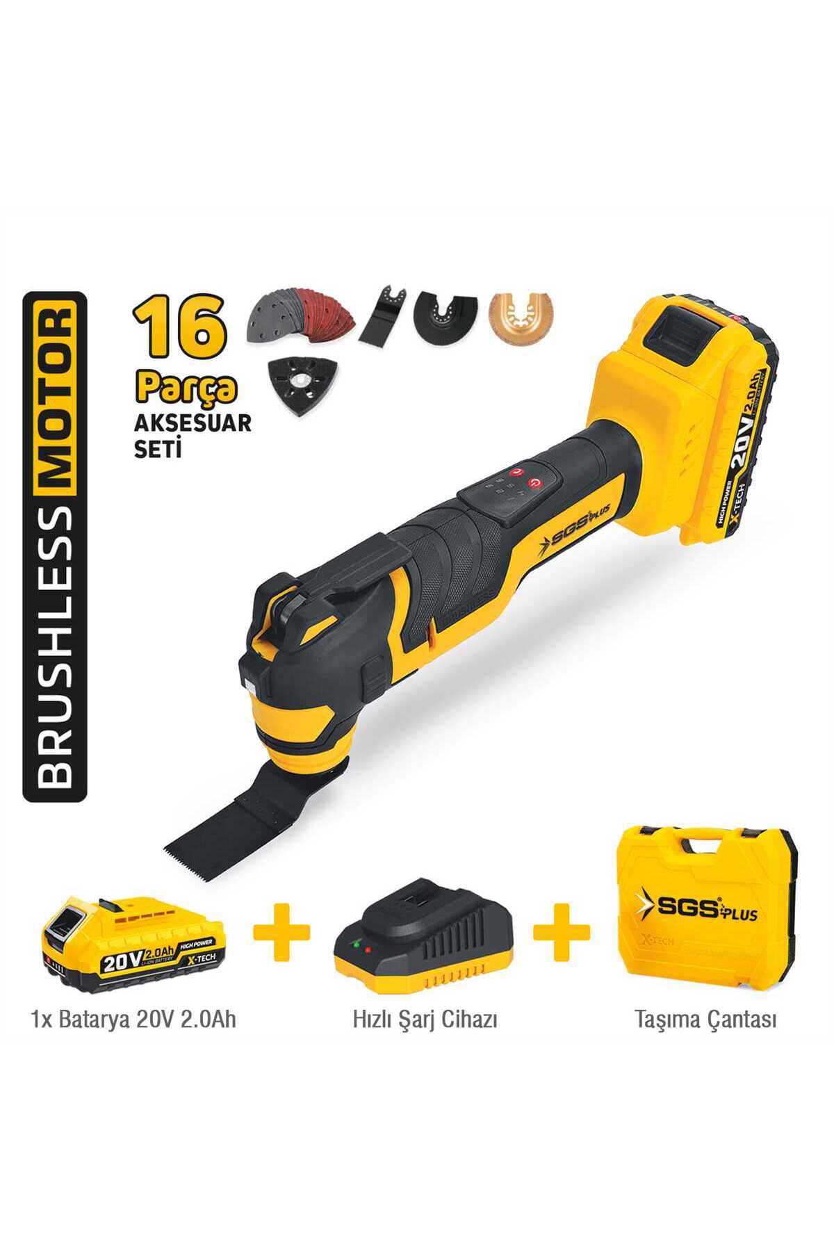 PROFESYONEL AKÜLÜ MULTI-TOOLS KESİCİ VE RASPALAMA MAKİNESİ 20V 1*2.0 Ah