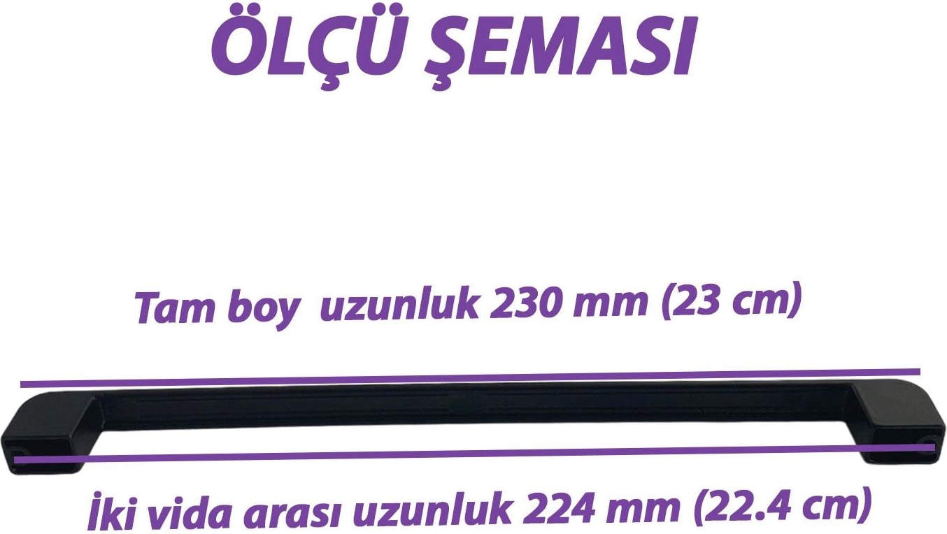 Oval Marmara Kulp 224 mm Siyah Mutfak Kulpu Çekmece Dolap Kapak Kulbu Metal Mobilya Dolabı Kulpları
