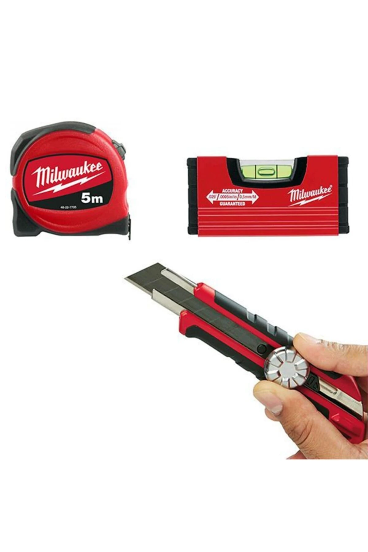 Ağır Hizmet Tipi 3 Lü Set Maket Bıçağı, Metre ve Su Terazisi T4932471129