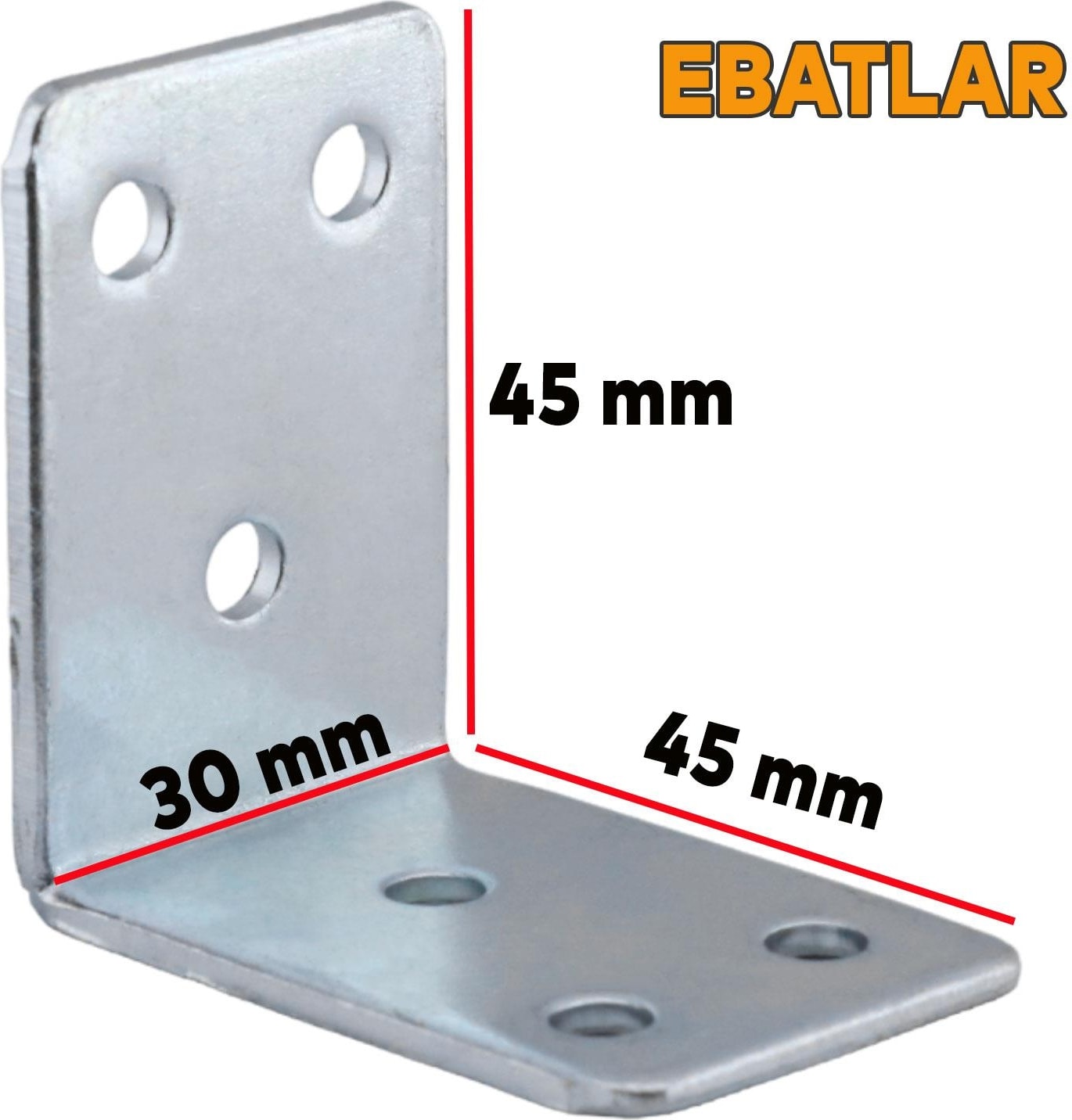 Mobilya Dolap Köşe Bağlantı Sabitleme L Demir Köşebent Gönye 45X45X30 mm (10 Adet)