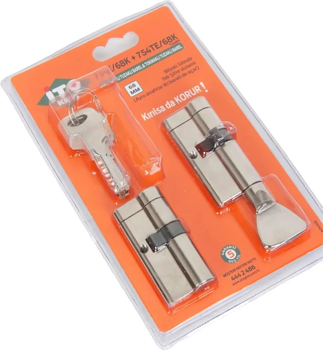 Ito 68 mm Tuzaklı Ikiz Silindir Barel Seti - Karşılıklı Açılır - Çelik Kapı Kilidi