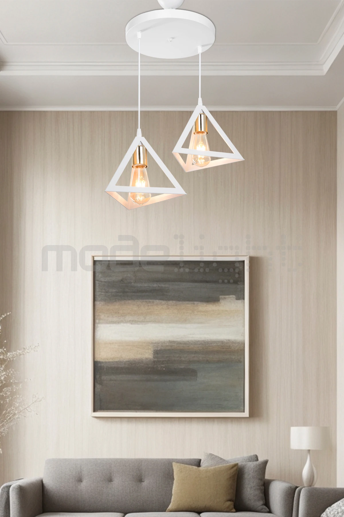 PRİZMA 2Lİ AVİZE  BEYAZ GOLD LALELİ SALON-OTURMA ODASI-ÇOCUK ODASI-YEMEK-YATAK ODASI--ANTRE-MUTFAK