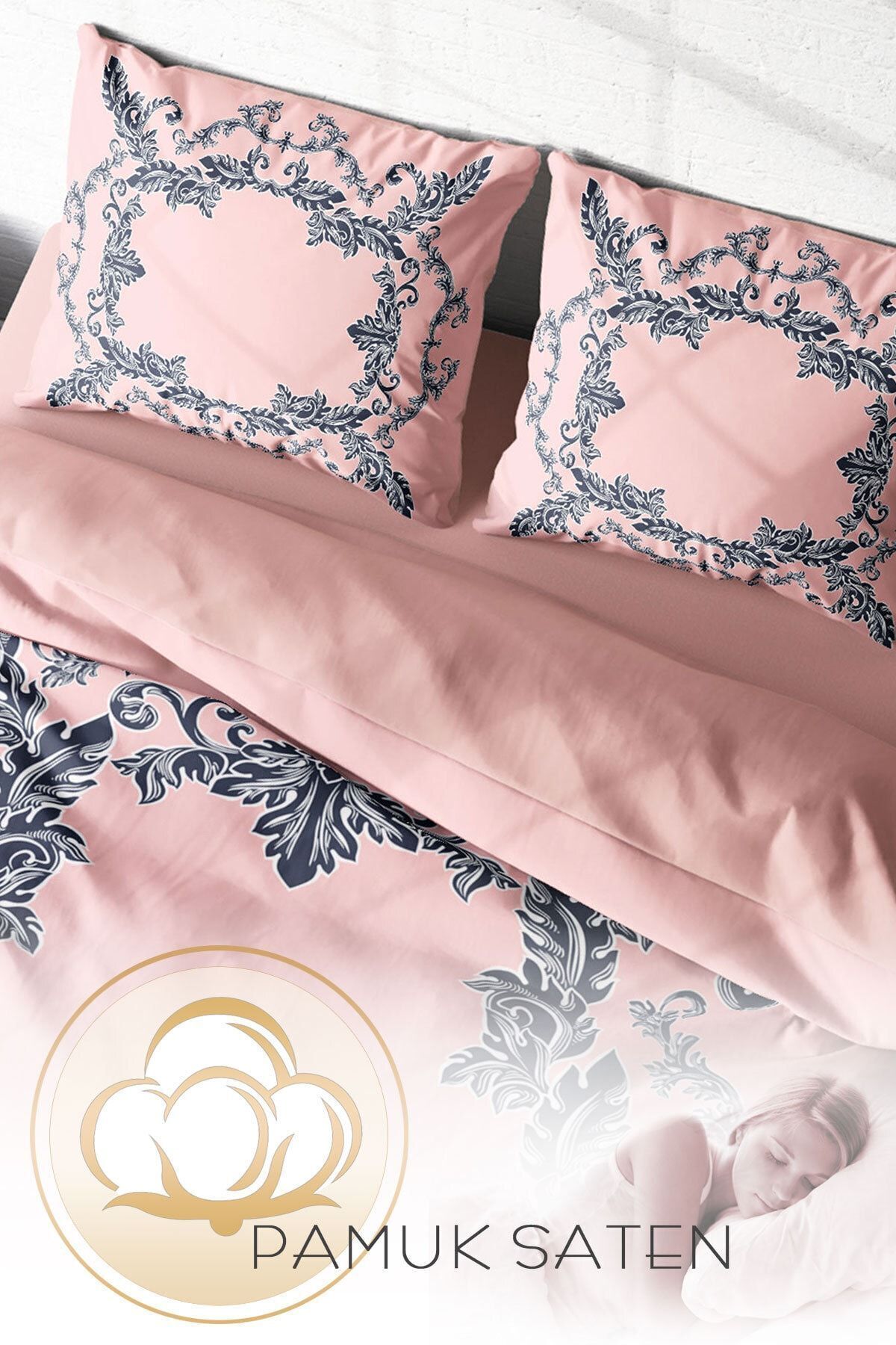 Nevresim Takımı %100 Doğal Pamuk Çift Kişilik 3d Digital Pink Baraque