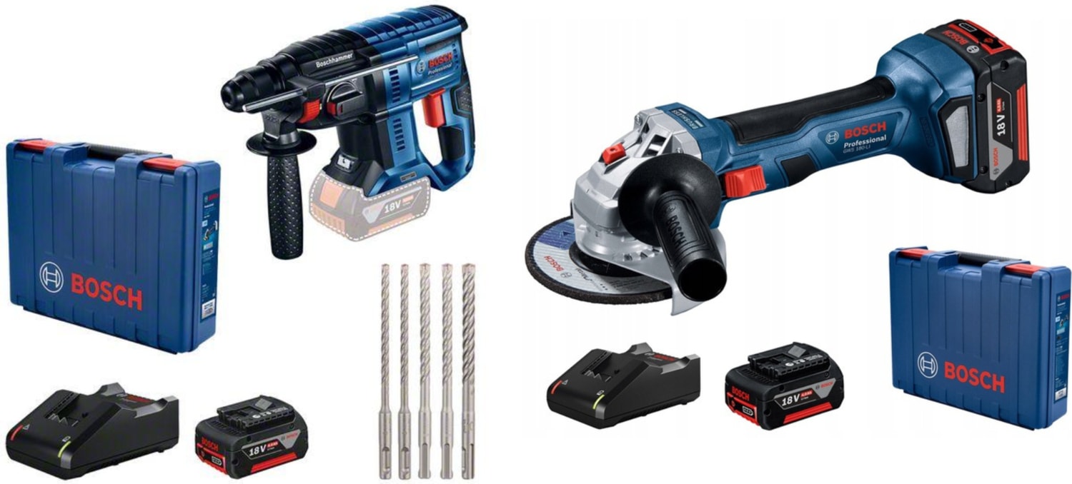 BOSCH Gbh 180 Li ve Gws 180 Li Akülü Kırıcı Delici ve Taşlama Seti 2x4