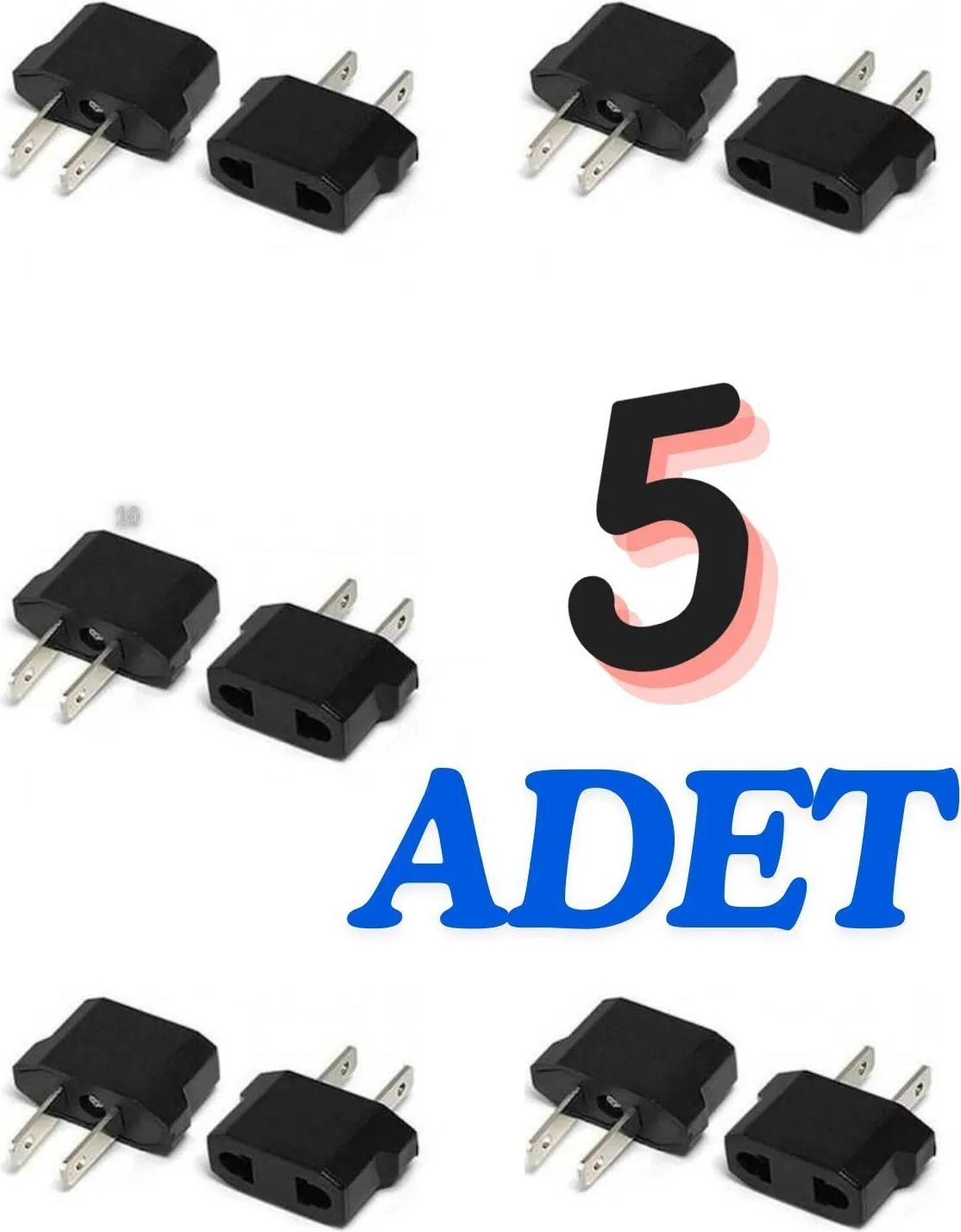 5 Adet Yüksek Kalite Türk Fişi - Amerika Fişi Çevirici Amerikan Fiş Dönüştürücü Seyahat Adaptörü