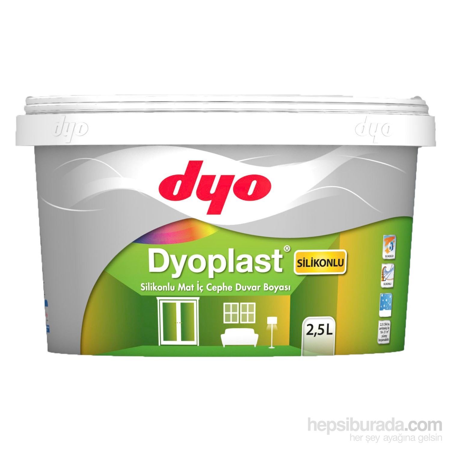 plast Silikonlu Mat İç Cephe Duvar Boyası 2,5 Lt. - 4685 Saltanat Kırmızı