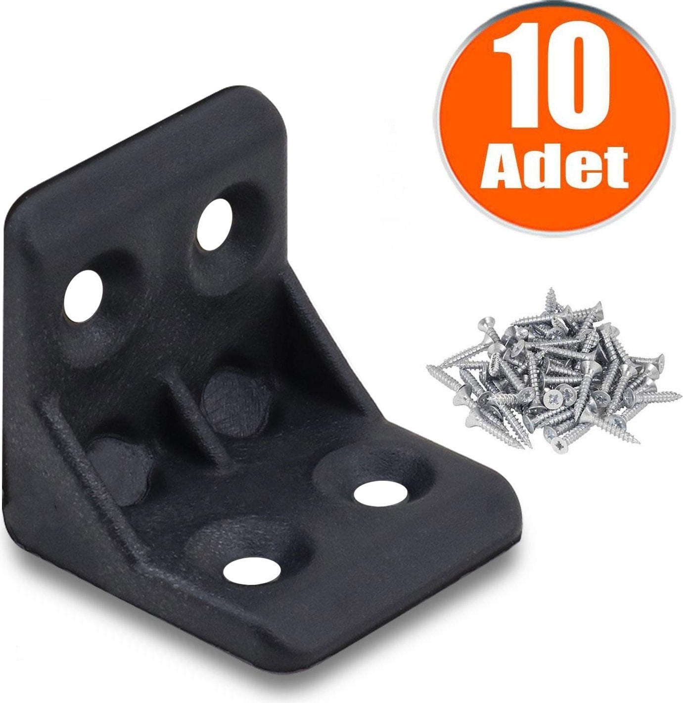 Mobilya Eşya Dolap Köşebent Bağlantı Sabitleme Sabitleyici L Gönye 25x25x25 Mm Siyah (10 ADET)