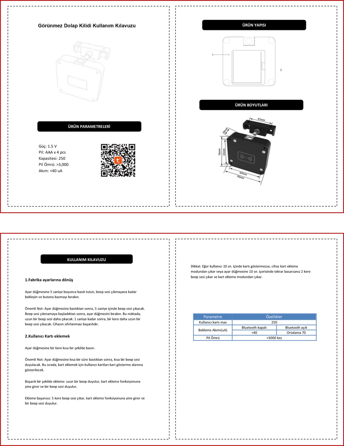 Safe Elektronik Kartlı Gizli Çekmece / Dolap Kapak / Kabin Kilidi