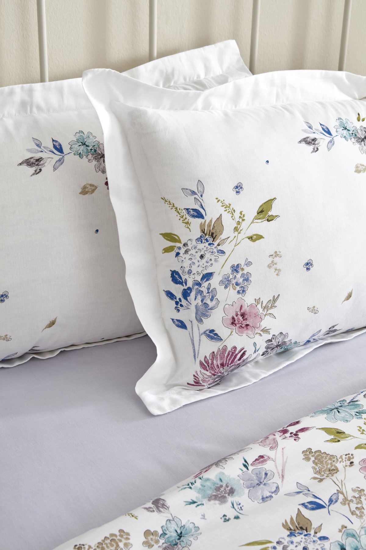 Floral   Pamuk Çift Kişilik Nevresim Takımı Lila