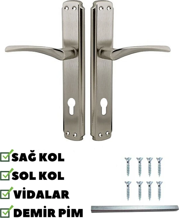 Truva Mat Nikel Yale Dış Çelik Kapı Kolu 1. Takım