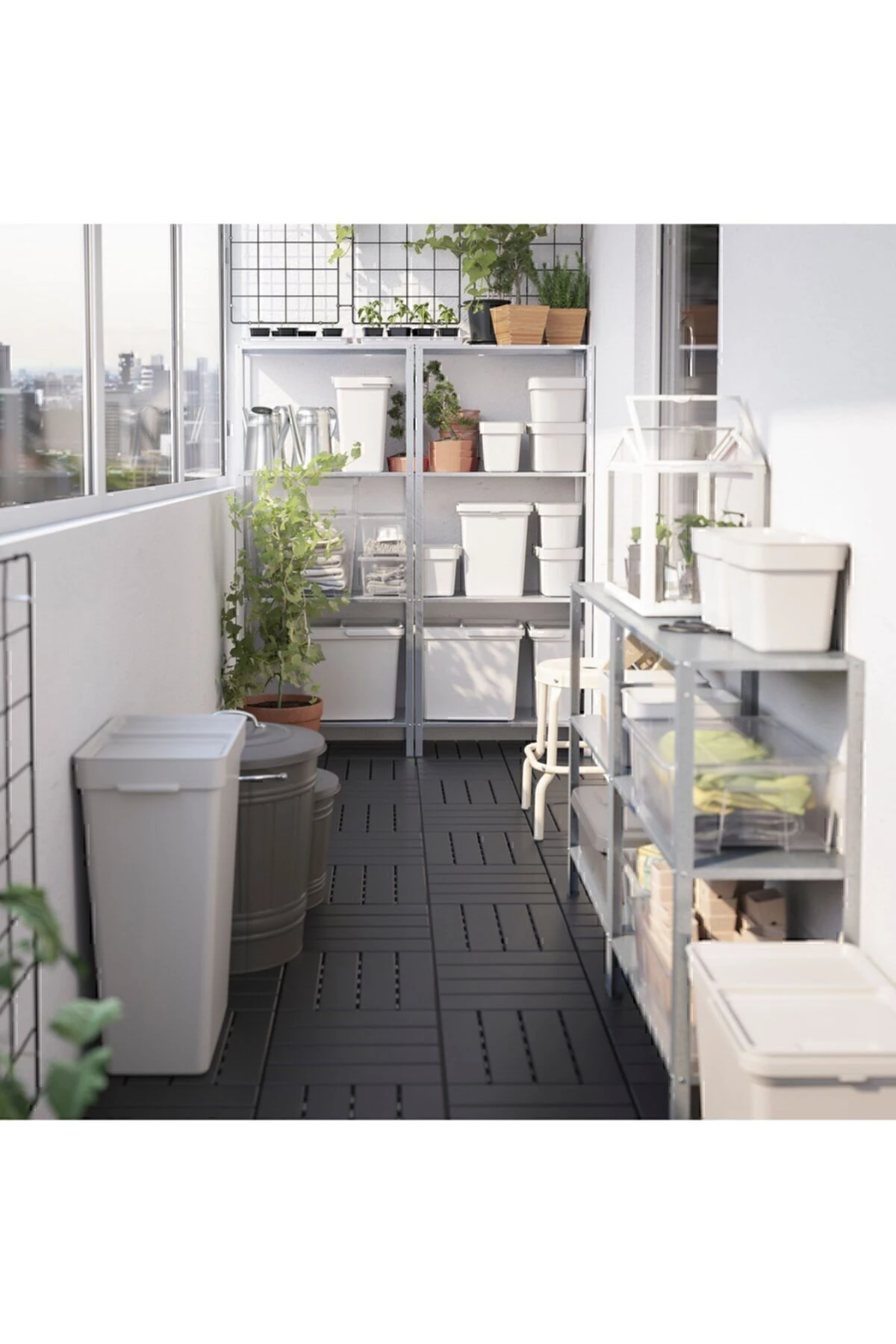 Hallbar 35 Litre Çöp Kutusu, Atık Ayırma, Çamaşır Ayırma Kutusu Açık Gri