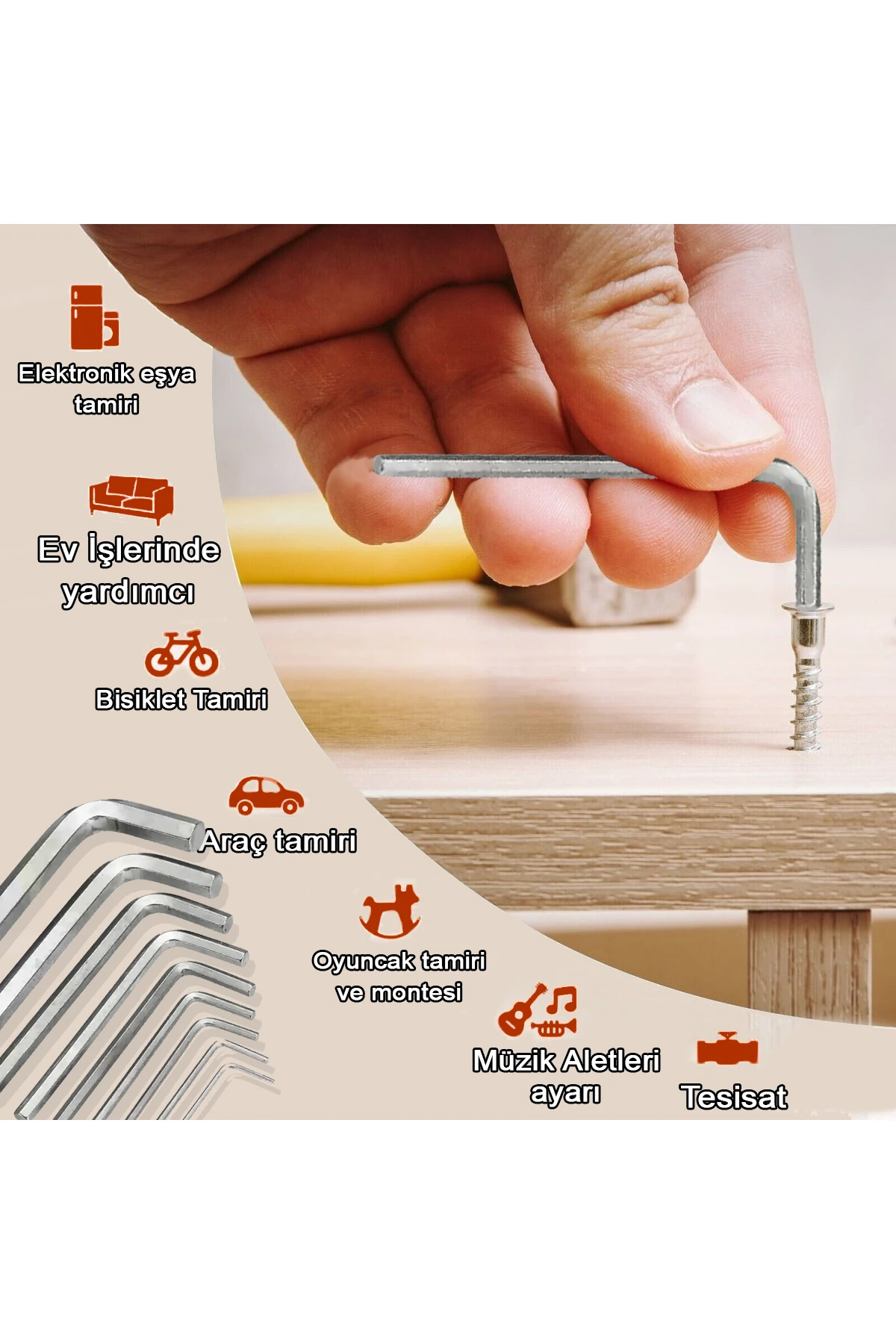 9'lu Çelik Alyan Anahtar Seti (BİRER ADET 2MM-2,5MM-3MM-3,5MM-4-5MM-6MM-8MM-10MM)