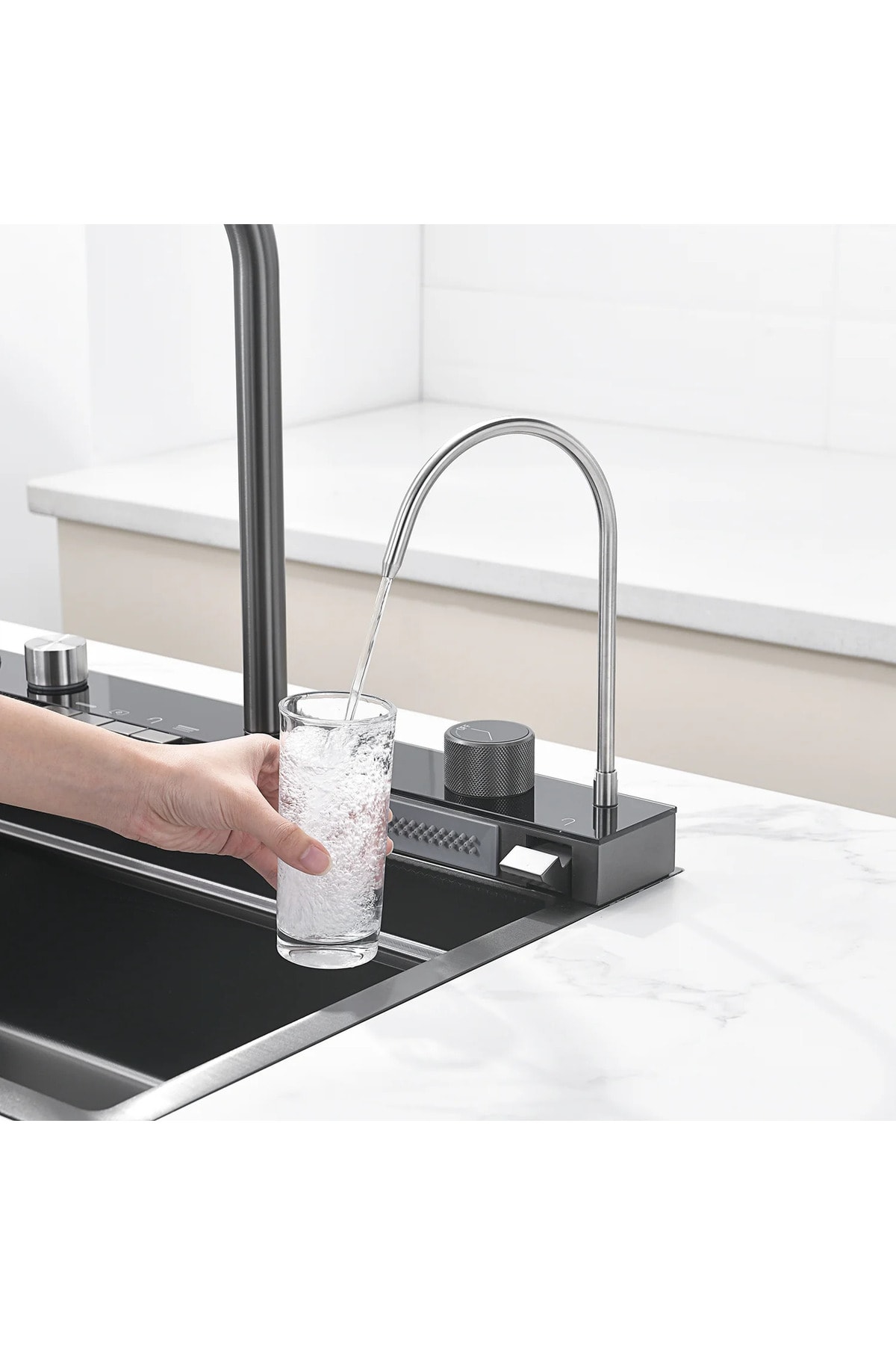 Teknolojik Akıllı 304 Paslanmaz Çelik Full Set Antasit Gri Piyano Tuşlu Evye Seti