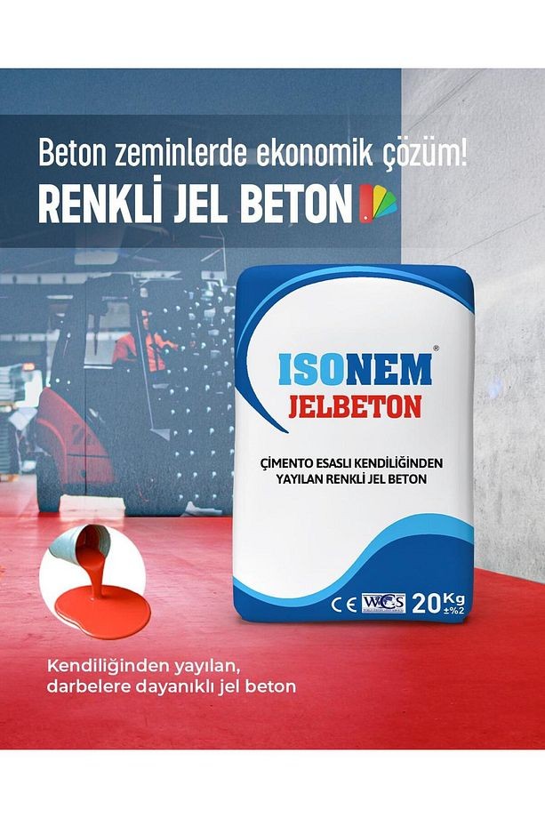 JELBETON (Çimento Esaslı Kendiliğinden Yayılan Renkli JelBeton) 20 KĞ KIRMIZI