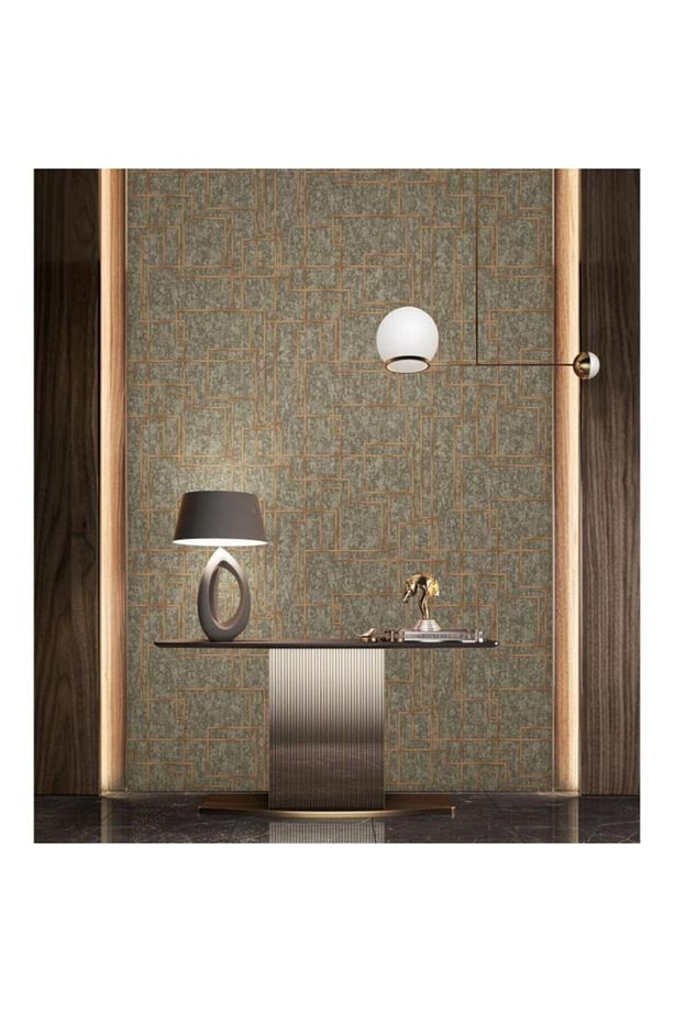 /OCTAGON 1202-5 KOYU KAHVE GEOMETRİK DESEN DUVAR KAĞIDI
