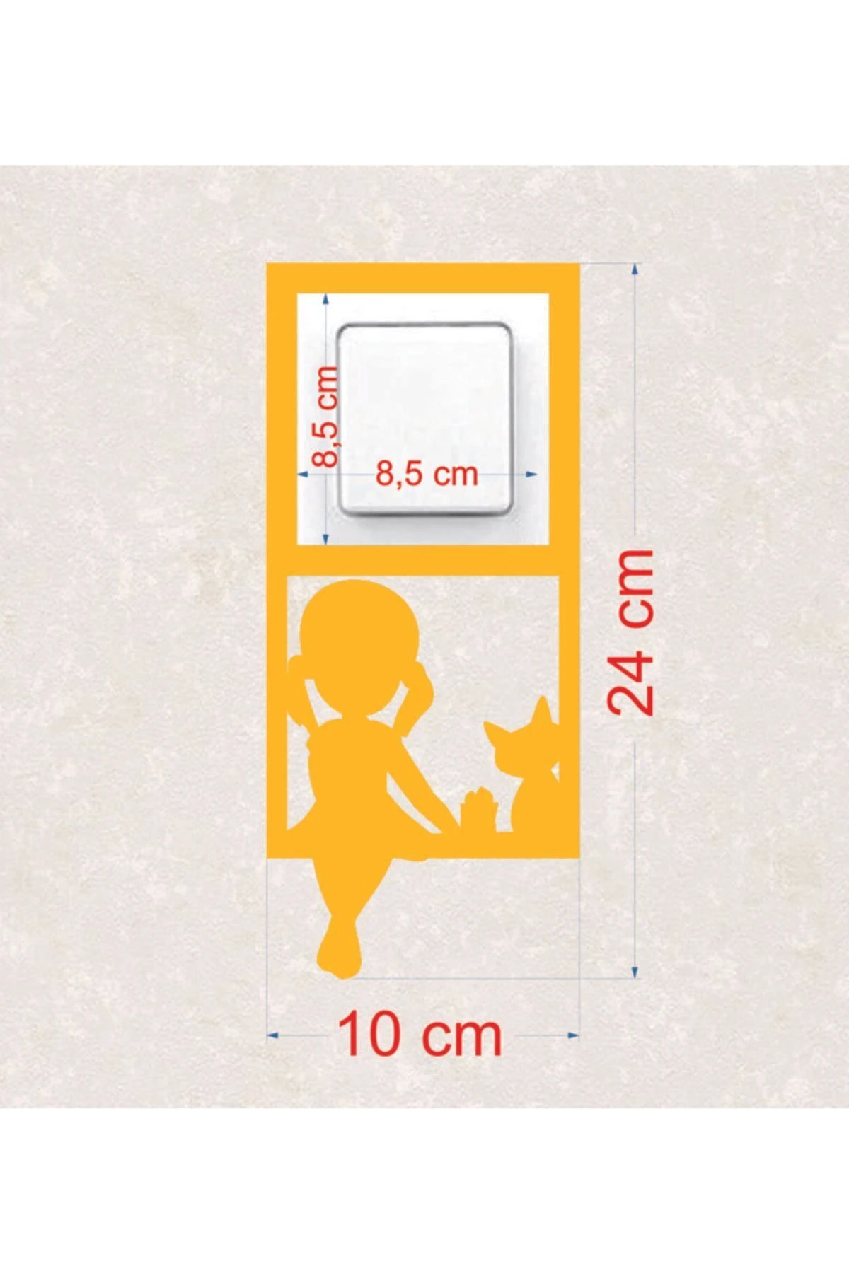 2111-s Lazer Kesim Ahşap Anahtar Priz Çerçevesi Sarı Tekli Çocuk Odası