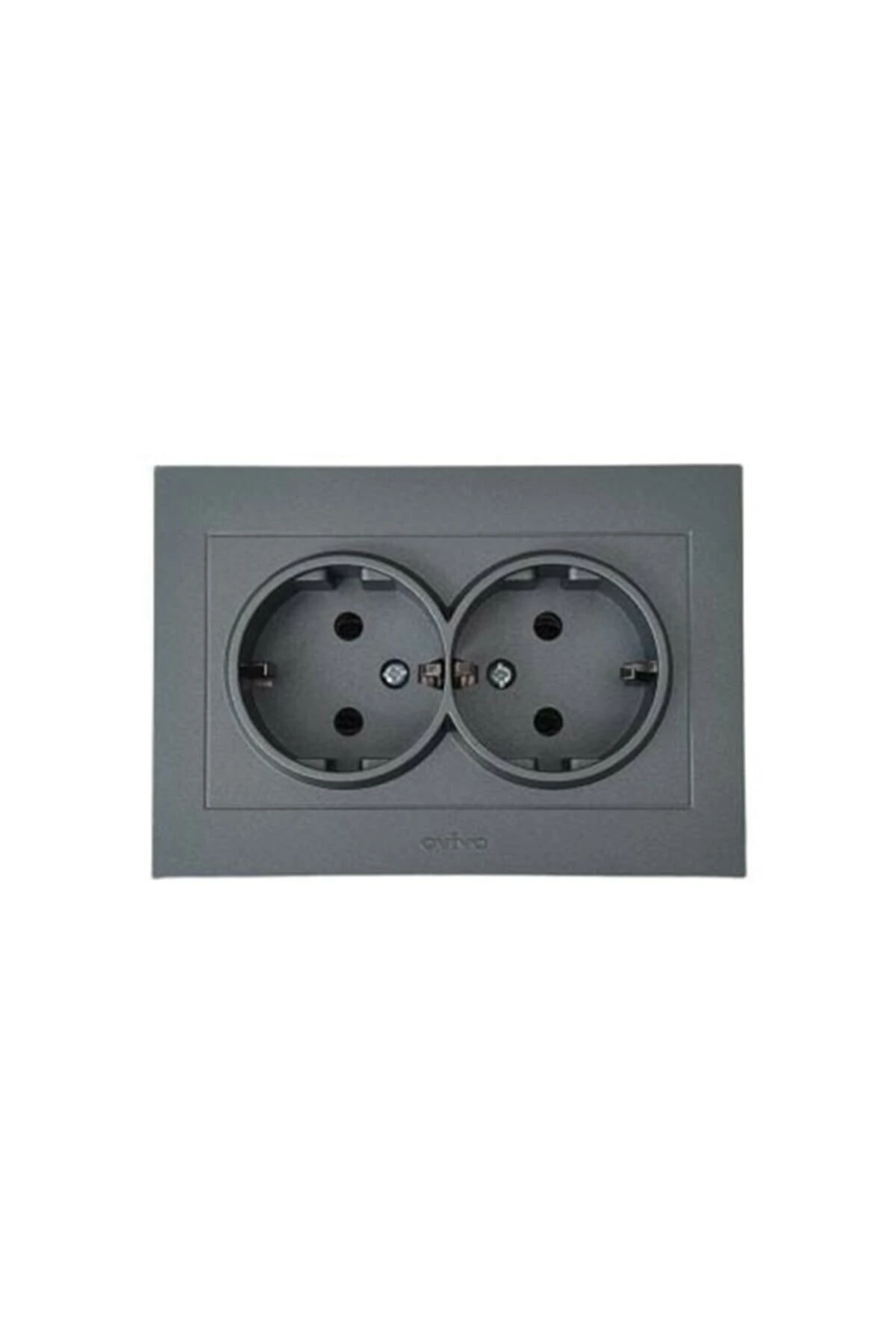 Ovivo Grano Füme Ikili Topraklı Priz Çerçeveli