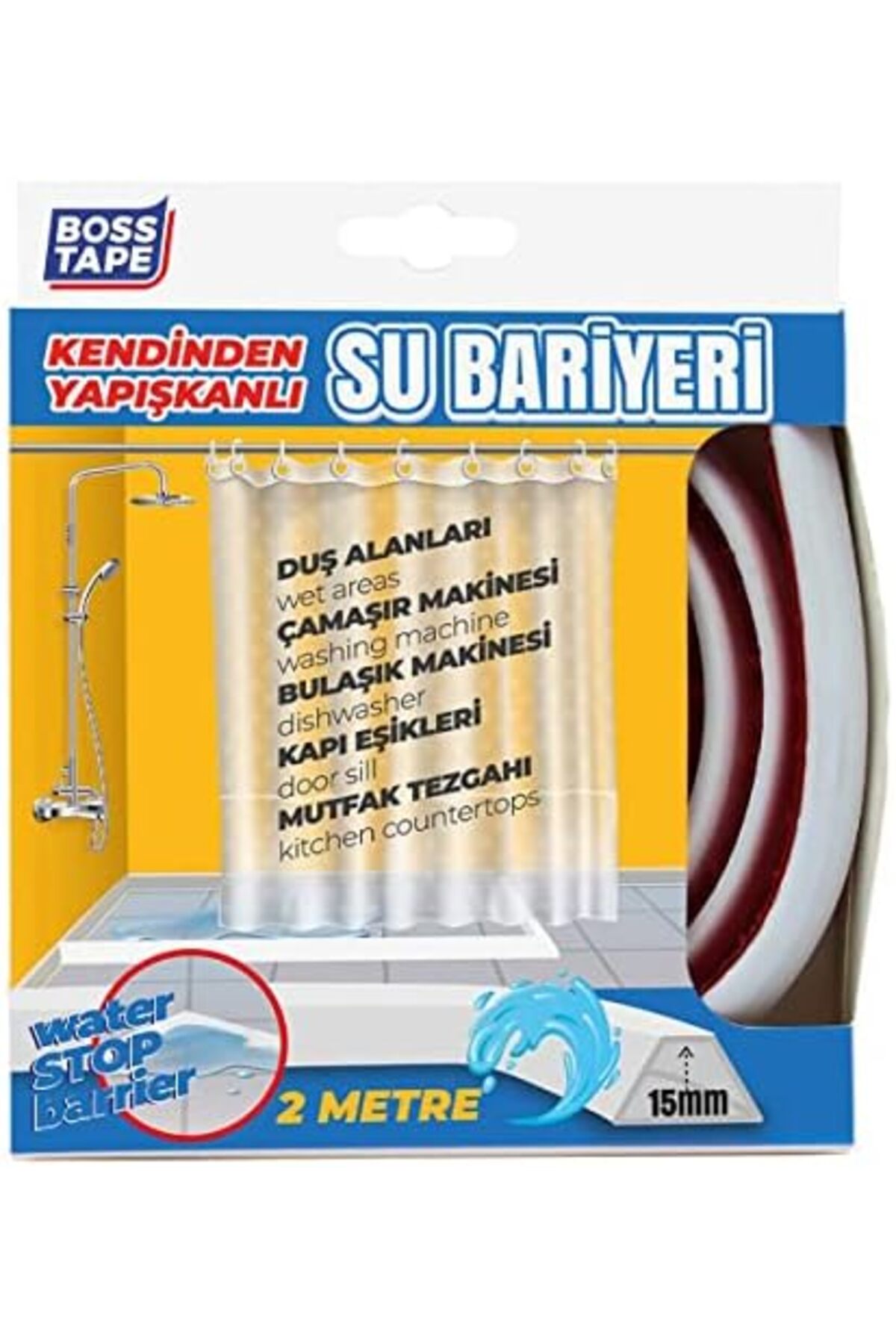 flashtrend Tape Duş, Kapı Eşiği, Mutfak Tezgahı Etrafı Su Kesici Bariyer - 2 metre modacatch 224120