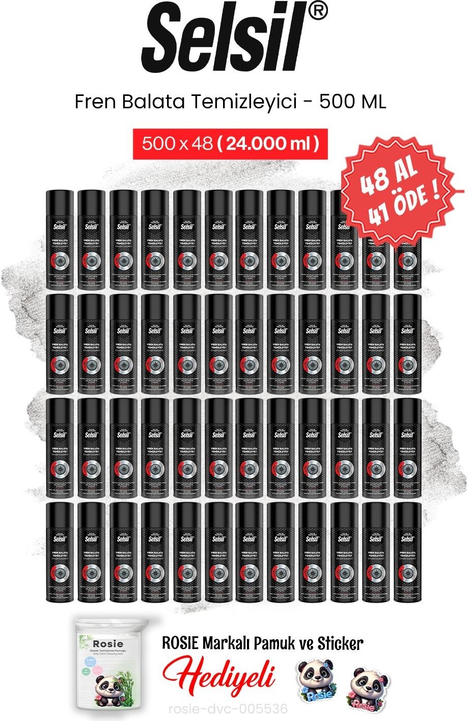 48 Al 41 Öde, 500 ml Fren Balata Temizleyici Sprey ve Rosie Pamuk