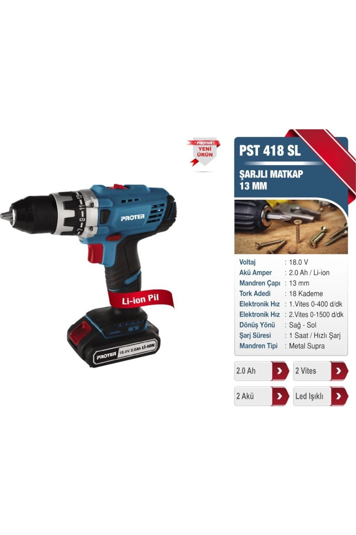 Pst 418 Sl Şarjlı Matkap 13 Mm