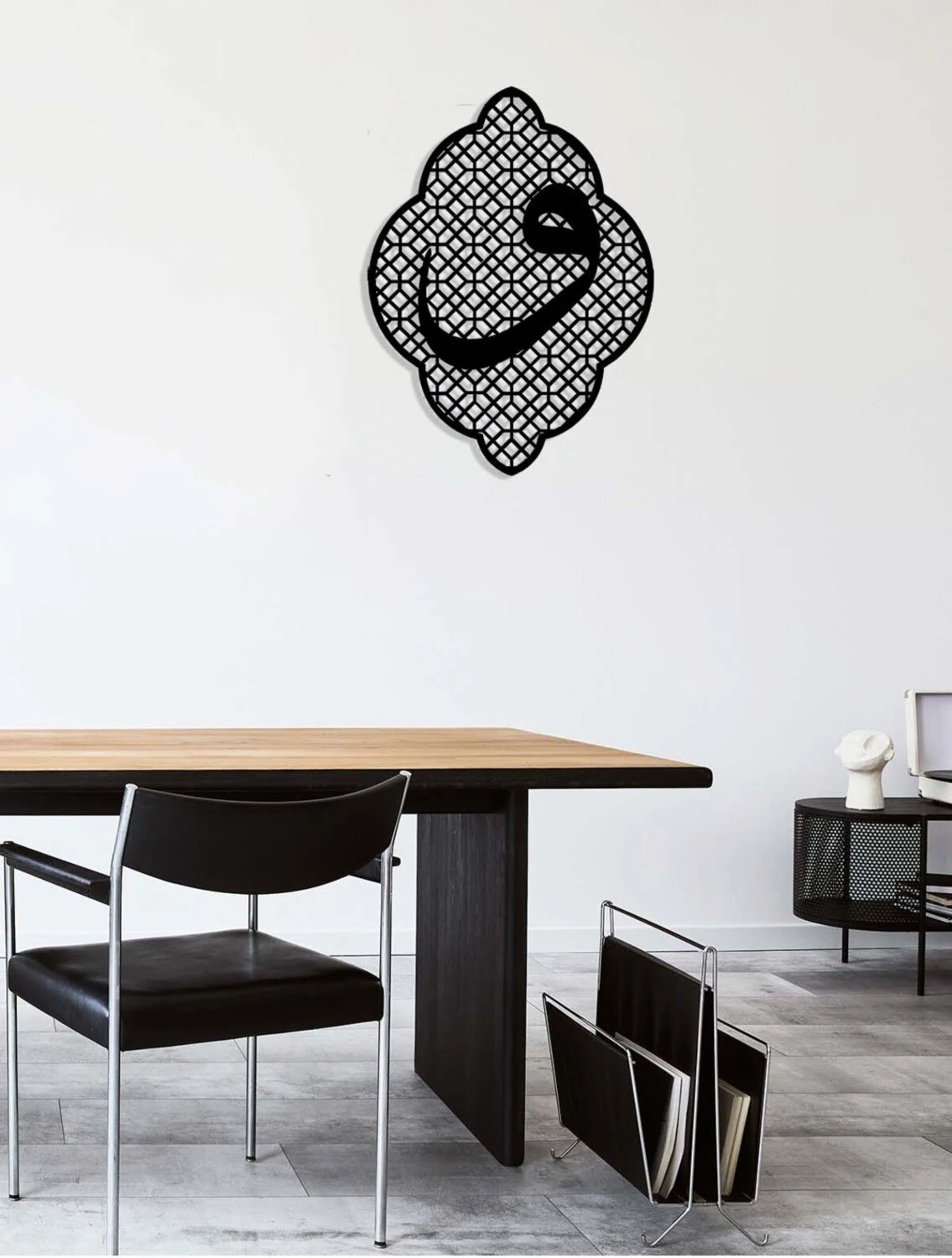 -Vav Harfi Hat Sanatı Islami Metal Tablo - Islami Ev Dekorasyonu - Dini Duvar Tabloları - 50 X 50 - Cm - Sıyah-Islm-186
