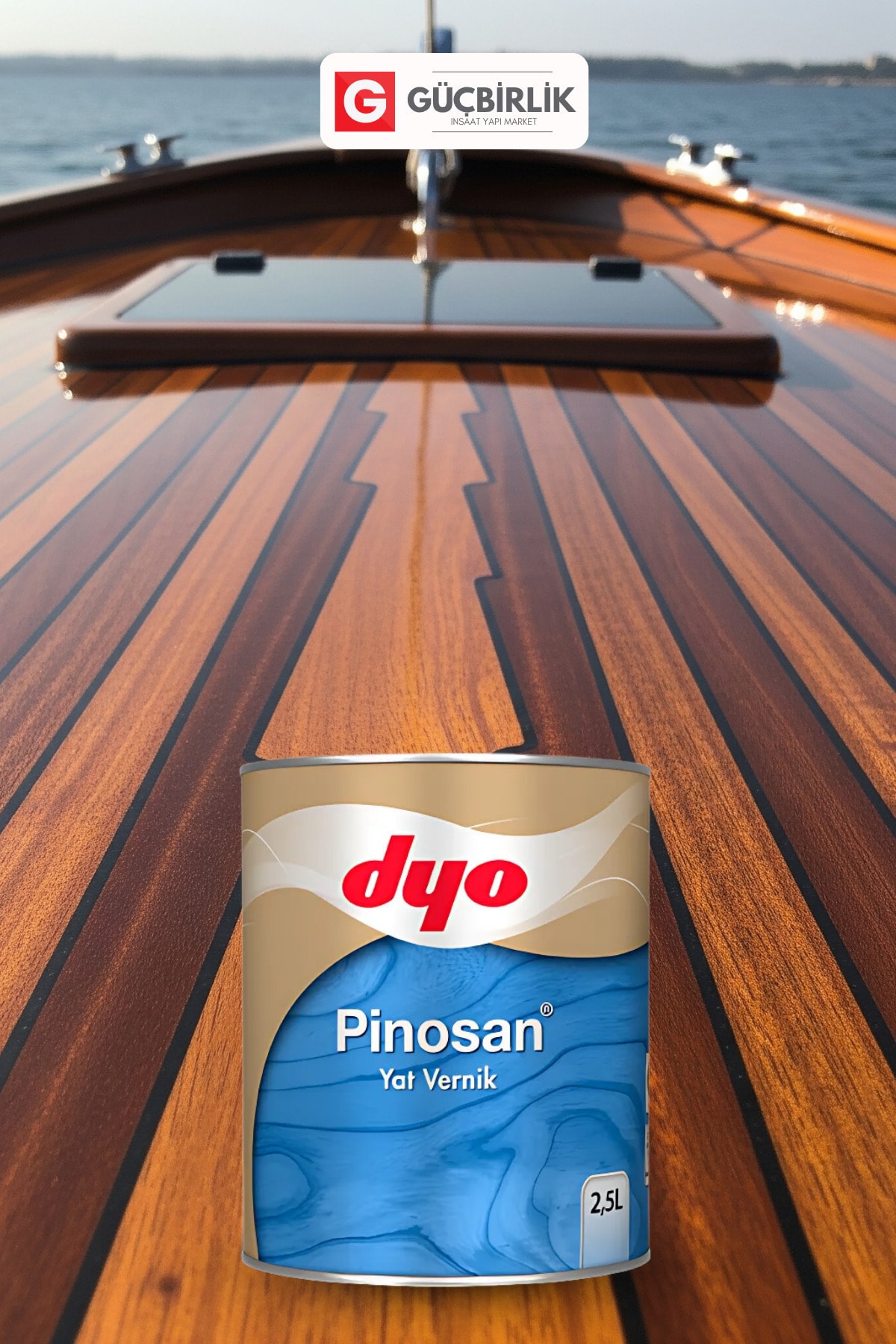 Pinosan Yat Verniği Şeffaf - Ahşap Yüzeyler İçin Suya Dayanıklı Parlak Vernik | 0,75L - 2,5L