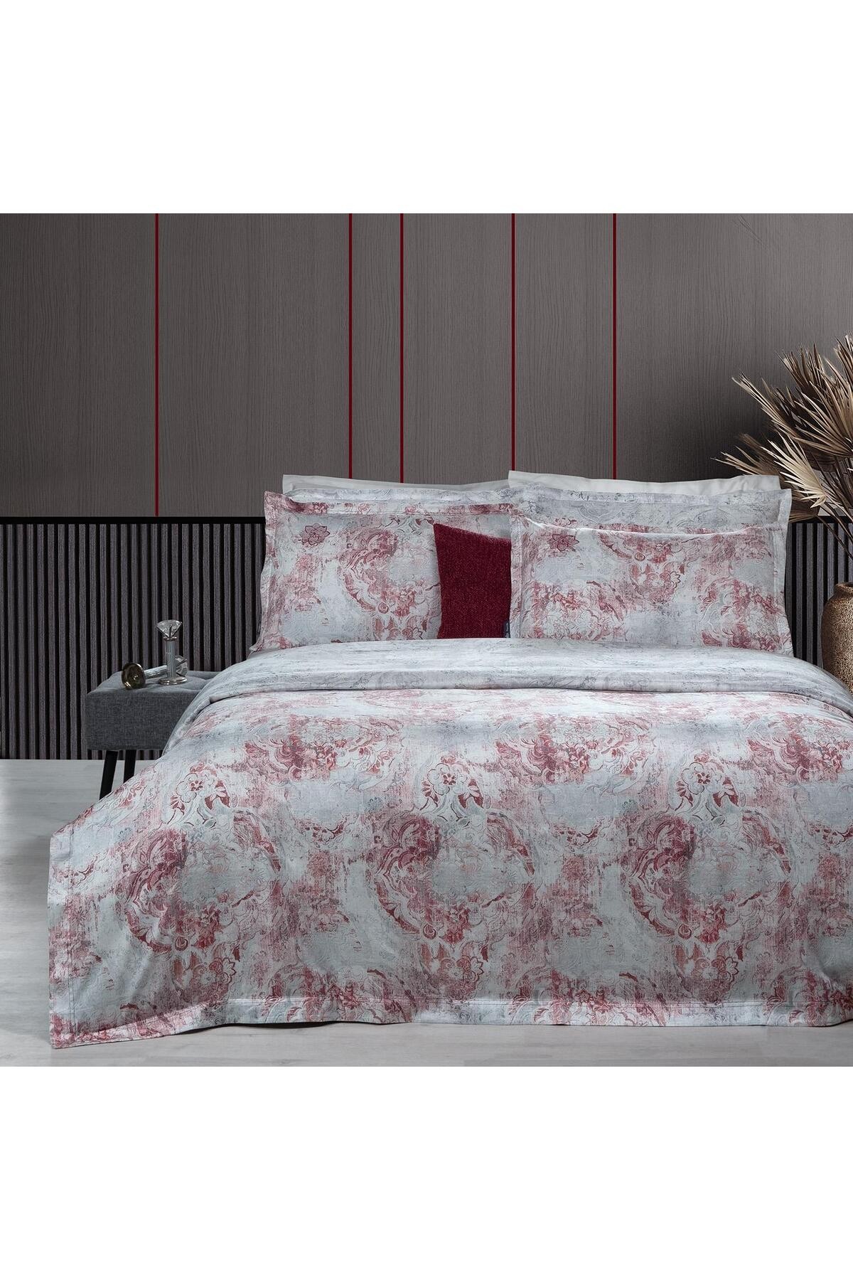 Rostov King Size %100 Pamuk Saten "300 TC" Nevresim Takımı Gri